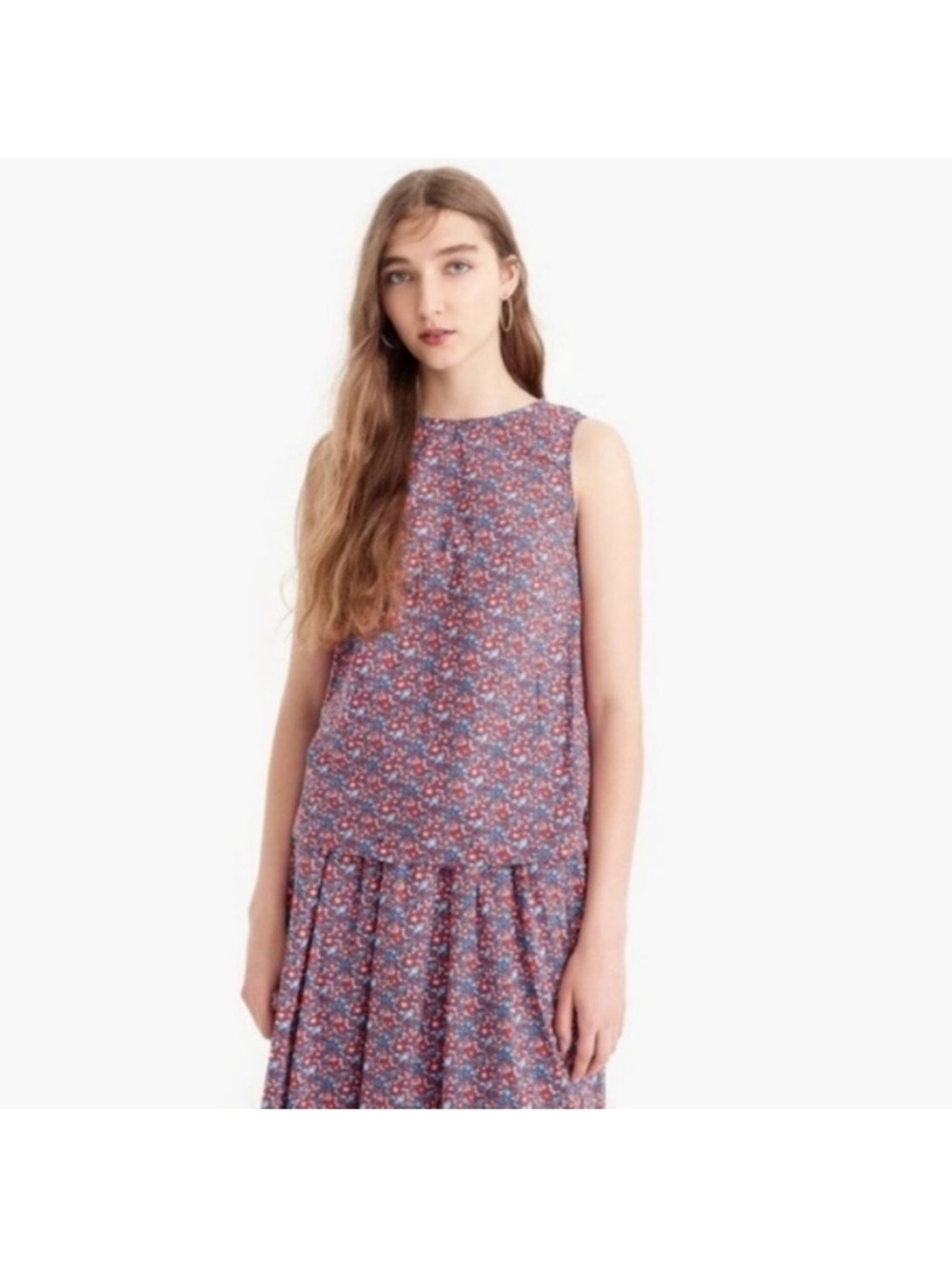 Jcrew Sleeveless tank in Liberty® Betsy Ann floral in AZURE CERISE